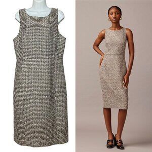 J.Crew Collection Tweed Dress Sheath Sleeveless Sz 14 Metallic Tinsel Wool Blend